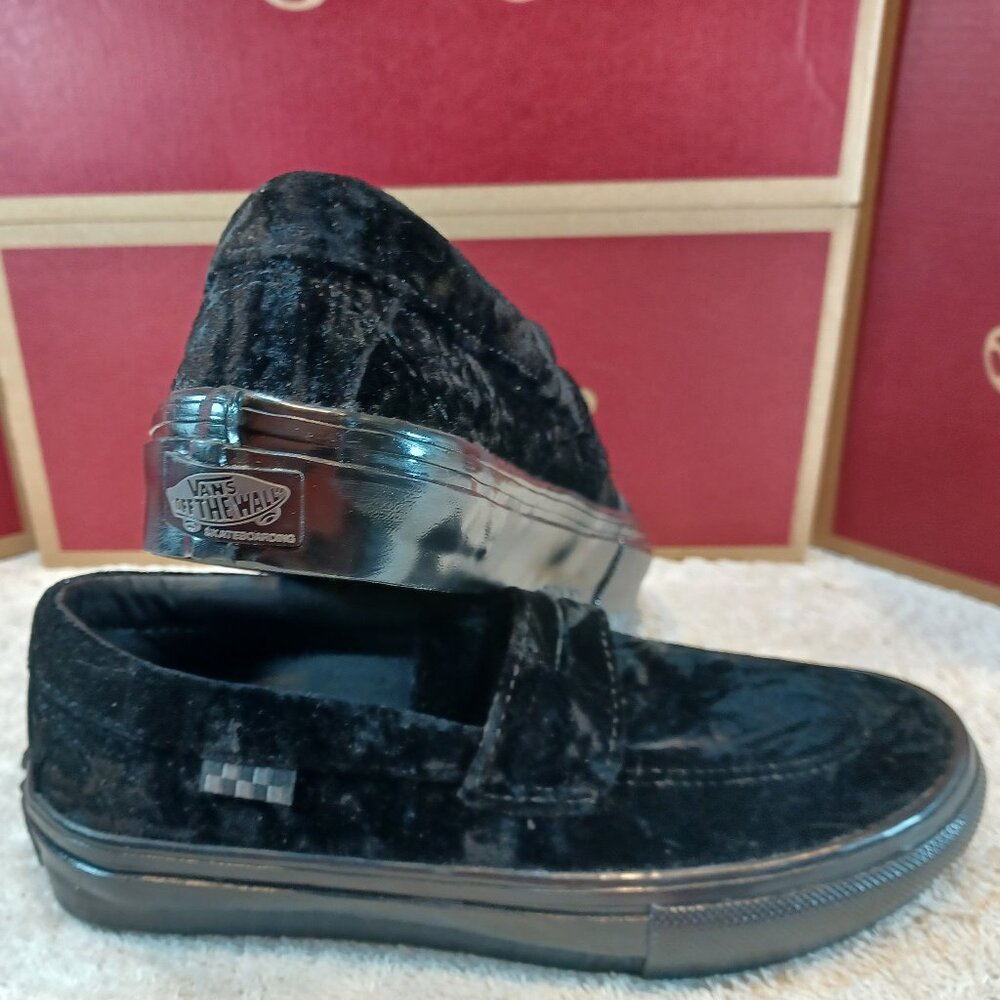 Vans Black Velvet Slip-On Sneakers